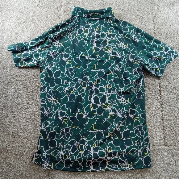 Bad Birdie‎ Shirt Mens Medium Green Floral Azalea Collection Core Polo Stretch